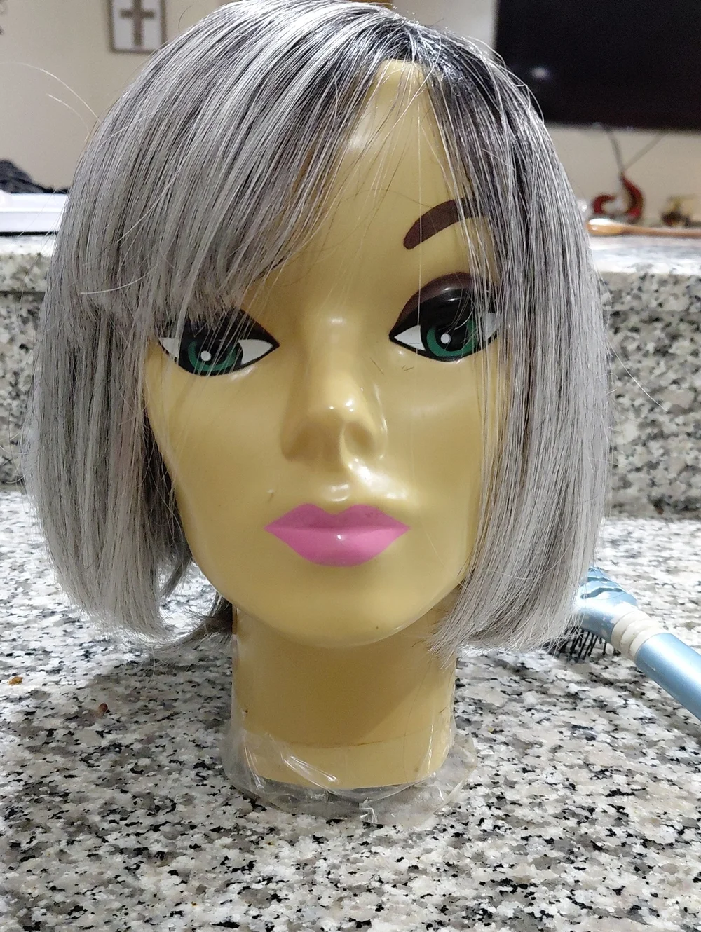 Short Silver Bob Wig with Side Bangs - Women Hair Exspecially Your Human Blend